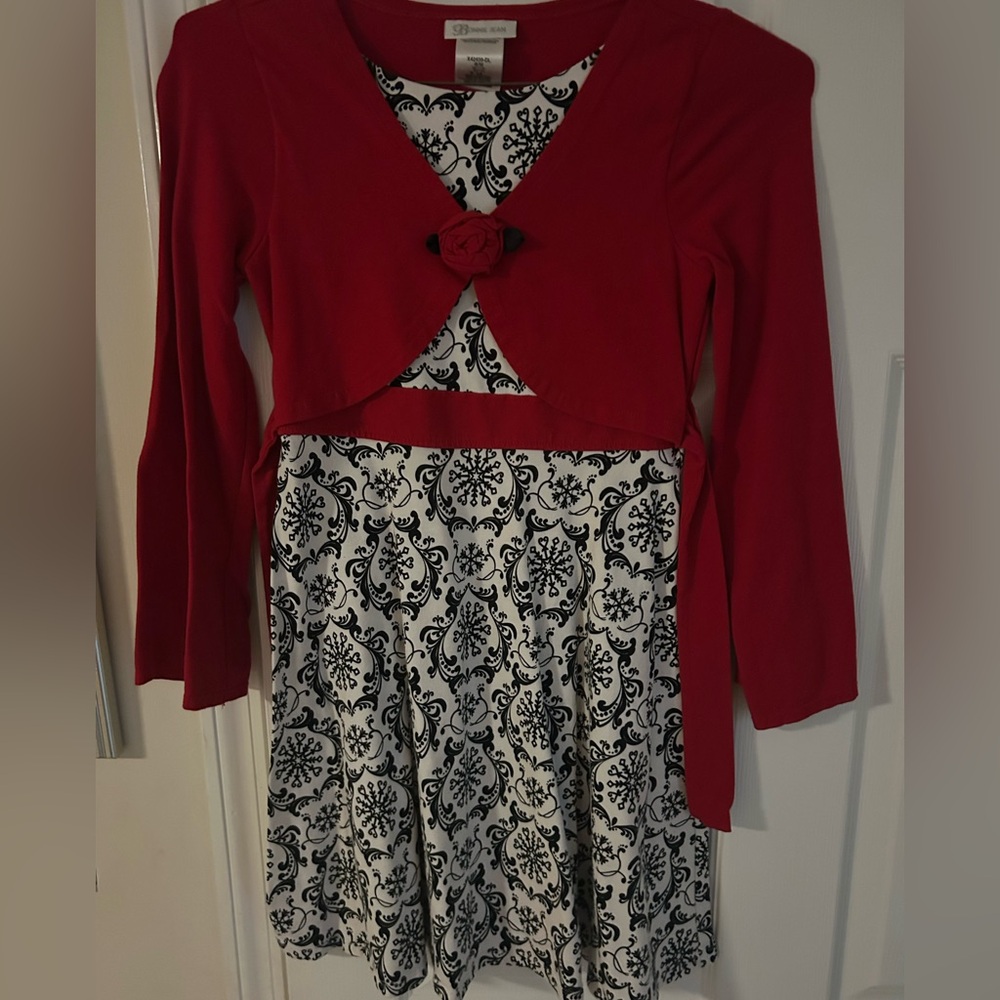 Bonnie Jean Red and Black Patterned Dress